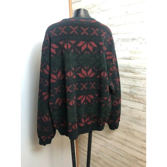 Ralph Lauren Polo Sport Men's Winter Pattern Fleece Pullover XL Black/Red/Green - Picture 4 of 5